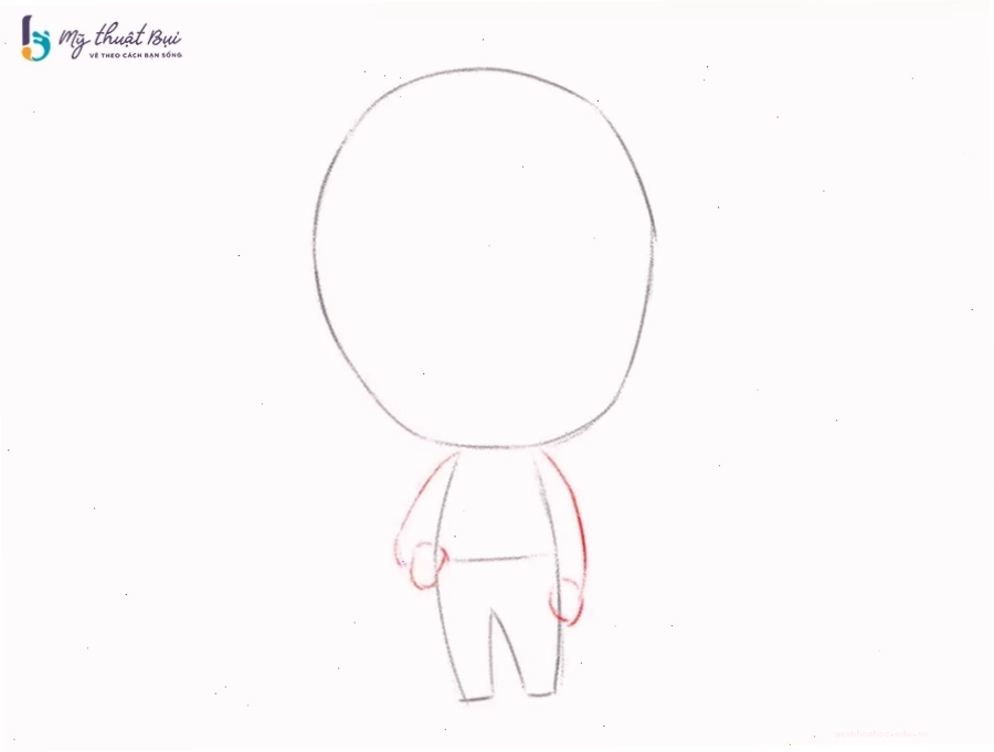 Phác thảo dáng người chibi nam với tỷ lệ đầu to và thân nhỏ