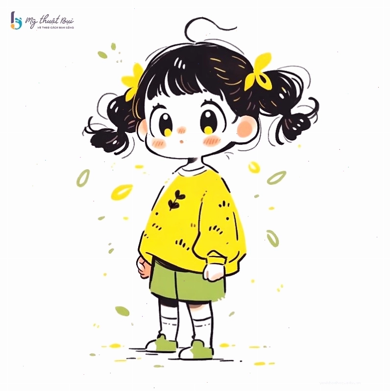 Phác thảo hình dáng đầu và thân của nhân vật chibi