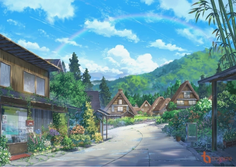 Phong cảnh anime 4K với chi tiết sắc nét và màu sắc rực rỡ