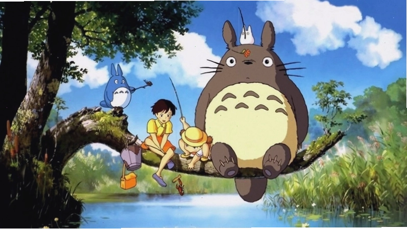 Satsuki và Mei bên cạnh Totoro
