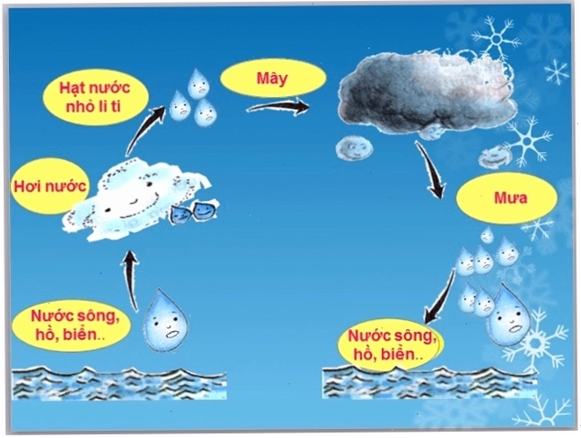 Sơ đồ vòng tuần hoàn của nước trong tự nhiên cho học sinh lớp 4