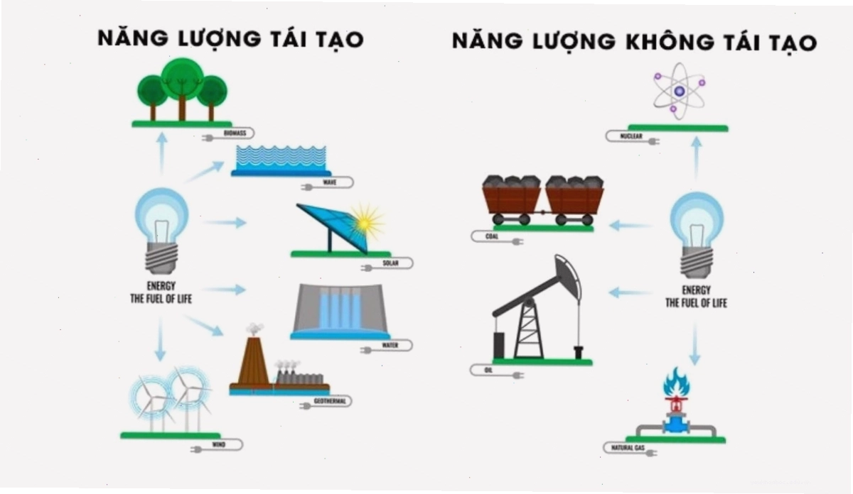 Sự khác biệt giữa năng lượng tái tạo và không tái tạo