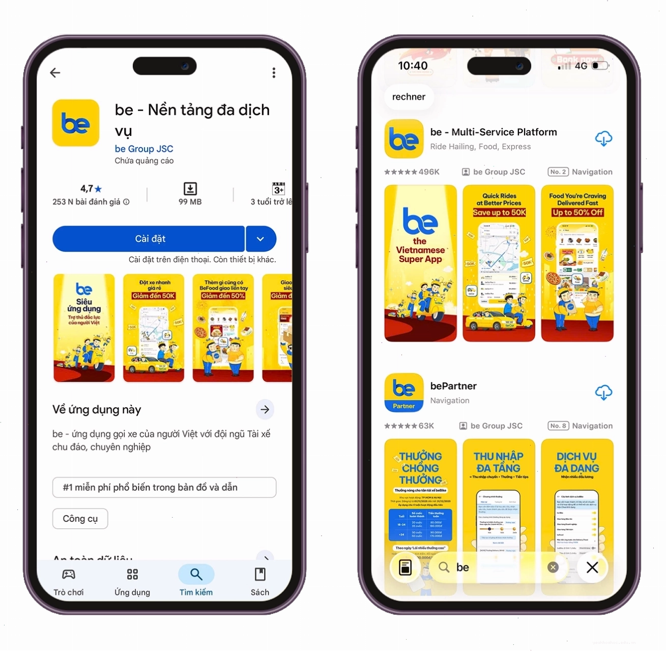 Tải ứng dụng bee trên Google Play và App Store