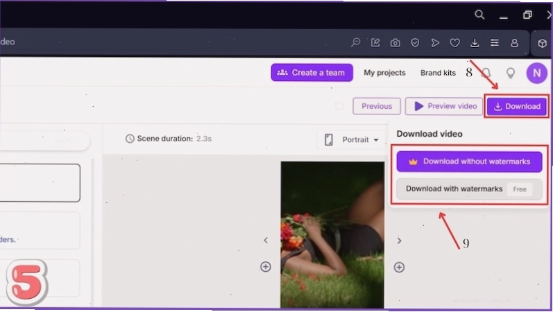 Tải xuống video sau khi hoàn thành trên Pictory AI