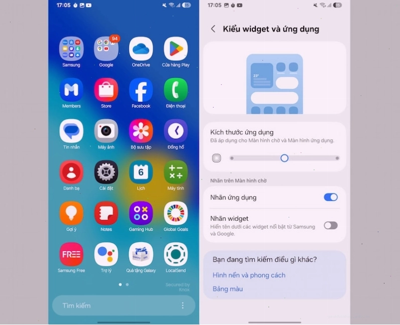 Thay đổi kích thước biểu tượng ứng dụng trên One UI 7 Beta