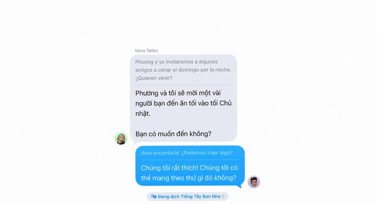 Tính năng dịch thuật trực tiếp trên Tin nhắn trong iOS 16