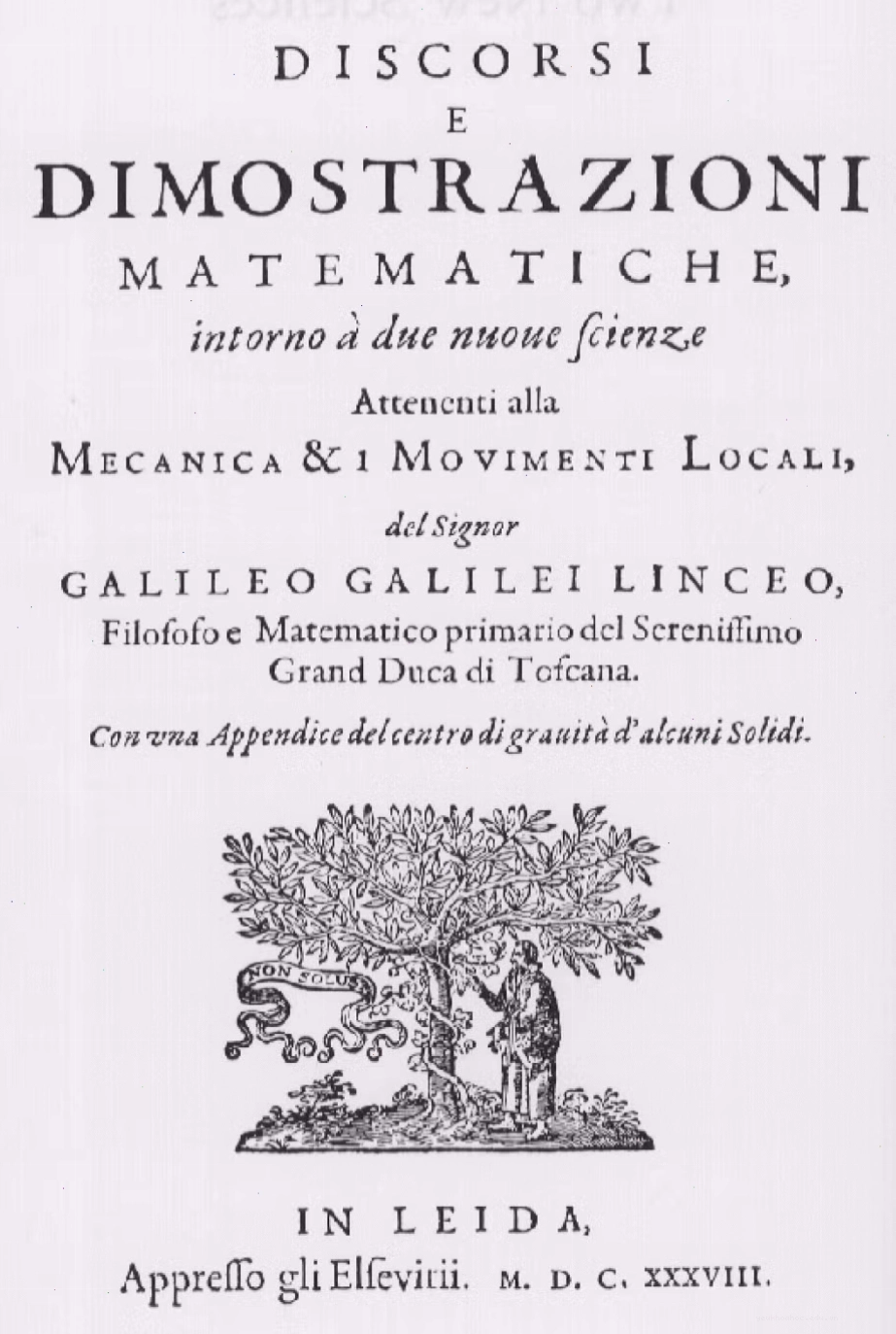 Trang bìa sách Discourses and Mathematical Demonstrations Relating to Two New Sciences của Galileo