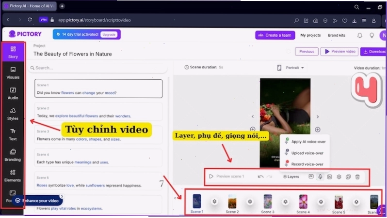 Tùy chỉnh video chi tiết trên Pictory AI