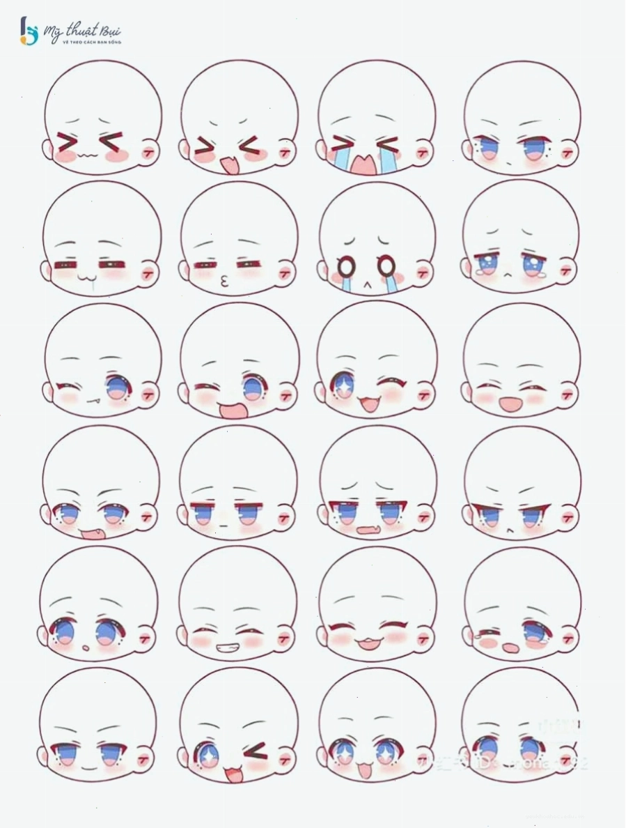 Vẽ mắt chibi nam với biểu cảm lém lỉnh và đáng yêu