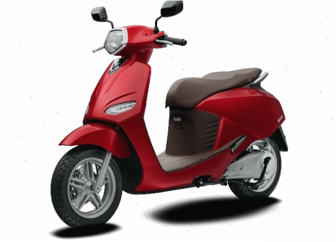 Xe máy điện VinFast Vento màu đỏ với yên nâu cá tính