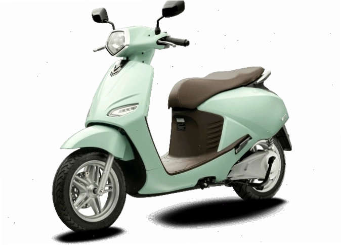 Xe máy điện VinFast Vento màu xanh ngọc với yên nâu thanh thoát