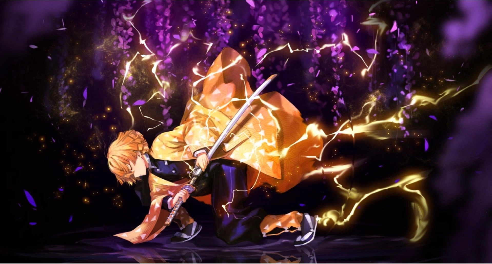 Zenitsu Agatsuma với biểu cảm sợ hãi đặc trưng trong anime Kimetsu no Yaiba