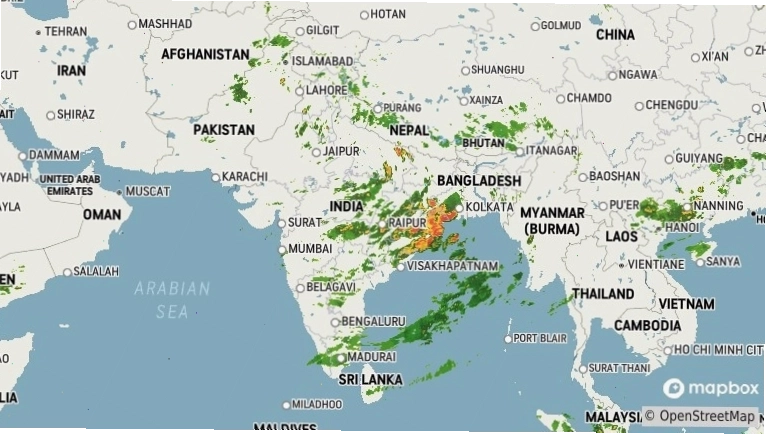 Jaipur Weather Radar showing incoming rain fronts