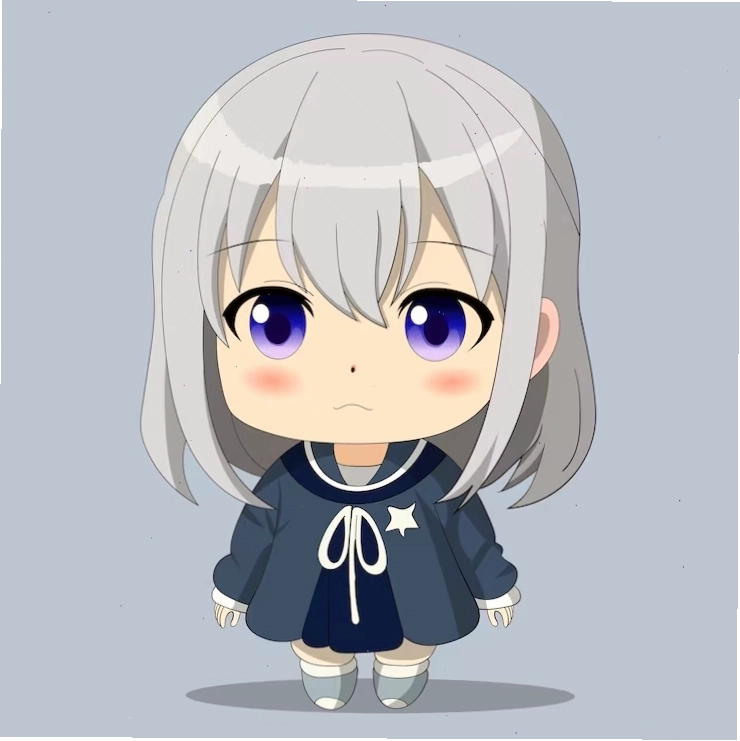 Nhân vật anime chibi tóc trắng mắt xanh tinh tế