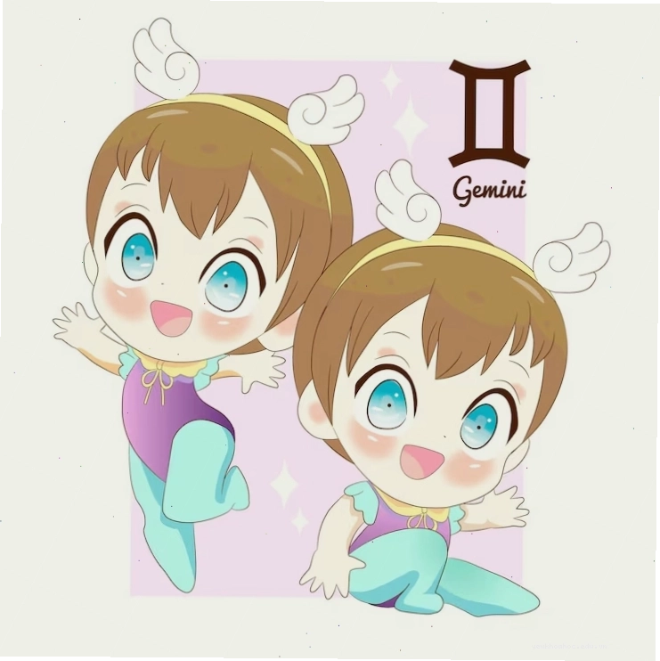 Vector nhân vật cung hoàng đạo song tử phong cách chibi