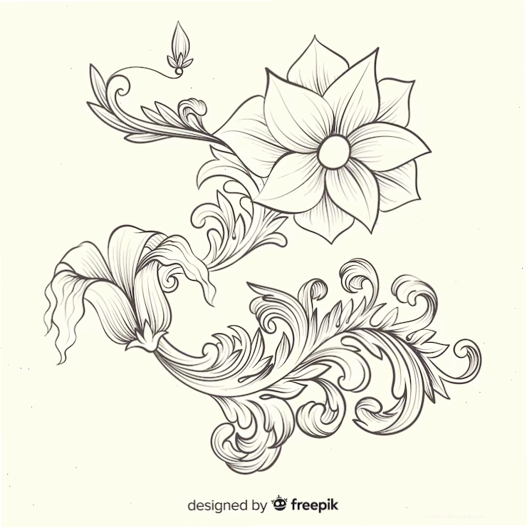 Họa tiết hoa văn cổ điển baroque định dạng vector chuyên nghiệp