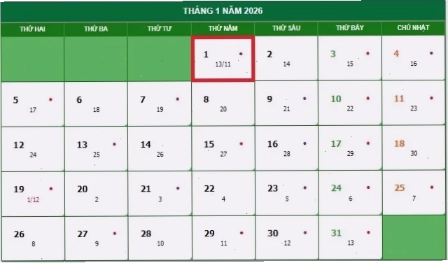 Lịch âm 1/1 và âm lịch hôm nay 1/1 năm 2026