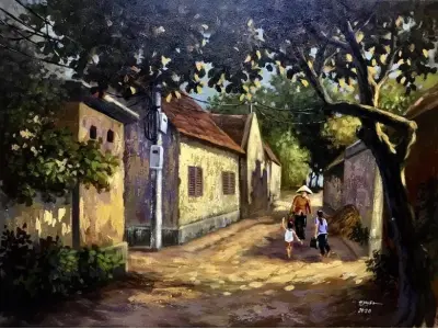 Tranh làng quê mang hơi thở tuổi thơ và ký ức xưa