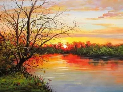 Tranh phong cảnh đẹp tái hiện cảnh làng quê và đồng ruộng
